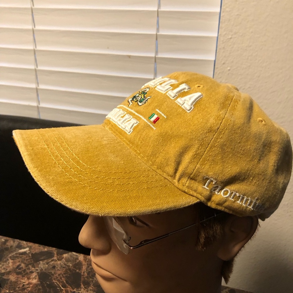 ITALIA Roma Cap Hat Strap Back Yellow Baseball  Adjustable Logo Spellout